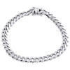 Mens Real 10K White Gold 8mm Solid Miami Cuban Link Fancy Bracelet Box Clasp 9"