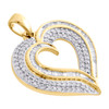 10K Yellow Gold Baguette Diamond Tri Frame Heart Pendant 1" Fancy Charm 3/8 CT.