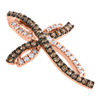 10K Rose Gold White & Brown Diamond Cross Statement Pendant 0.85" Charm 1/5 CT.