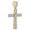 10K Yellow Gold Real Diamond Cross Pendant 2.10" Mens Dome Concave Charm 1/2 ct.