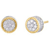 10K Yellow Gold Diamond 3D Circle Fluted Cluster Studs 8.25mm Earrings 3/4 CT.