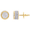 10K Yellow Gold Diamond 3D Circle Fluted Cluster Studs 8.25mm Earrings 3/4 CT.