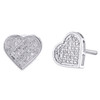 925 Sterling Silver Round Diamond Ladies Heart Studs 9.75mm Pave Earrings 1/6 CT