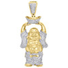 10K Yellow Gold Genuine Diamond Laughing Buddha Pendant 1.9" Pave Charm 0.82 CT.