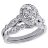 14K White Gold Diamond Bridal Set Oval Engagement Ring + Wedding Band 0.50 Ct.