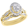 14K Yellow Gold Diamond Bridal Set Oval Engagement Ring + Wedding Band 0.50 Ct.