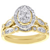 14K Yellow Gold Diamond Bridal Set Oval Engagement Ring + Wedding Band 0.50 Ct.