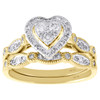 14K Yellow Gold Diamond Bridal Set Heart Engagement Ring + Wedding Band 0.50 Ct.