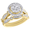 14K Yellow Gold Diamond Bridal Set Flower Engagement Ring + Wedding Band 1 Ct.