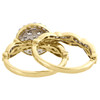 14K Yellow Gold Diamond Bridal Set Flower Engagement Ring + Wedding Band 1.50 Ct