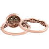 14K Rose Gold Brown Diamond Bridal Set Flower Engagement + Wedding Rings 1 Ct.