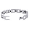 Pulsera de eslabones de acero inoxidable para hombre con baño de IP y diamantes de 8,5 pulgadas, 3/4 CT.