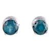 boucles d'oreilles en or blanc 14 carats avec diamant bleu solitaire taille ronde à 4 griffes de 5 mm 1 ct.