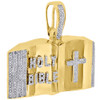 10K Yellow Gold Holy Bible Book Diamond Pendant 1.70" Mens Cross Pave Charm 1 Ct