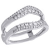 14K White Gold Diamond Contour 2 Row Enhancer Wrap Jacket Wedding Ring 0.50 Ct.