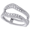 14K White Gold Diamond Contour 2 Row Enhancer Wrap Jacket Wedding Ring 0.50 Ct.