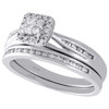 10K White Gold Diamond Bridal Set Halo Engagement Ring + Wedding Bad 0.25 Ct.