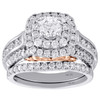 14K White Gold Solitaire Diamond Bridal Set Engagement Ring + Wedding Band 2 Ct.