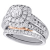 14K White Gold Solitaire Diamond Bridal Set Engagement Ring + Wedding Band 2 Ct.