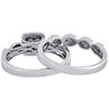 14K White Gold Quad Diamond Bridal Set Halo Engagement Ring + Wedding Band 1 Ct.