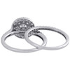 14K White Gold Solitaire Diamond Bridal Set Halo Engagement + Wedding Rings 1 Ct