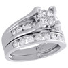 14K White Gold Princess Diamond Bridal Set Engagement + Wedding Rings 1.50 Ct.