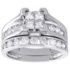 14K White Gold Princess Diamond Bridal Set Engagement + Wedding Rings 1.50 Ct.