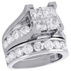 14K Whte Gold Quad Princess Diamond Bridal Set Engagement + Wedding Rings 5 Ct.