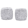 Diamond 3D Cube Studs Mens 10K Yellow Gold Round Pave Square Earrings 1.25 Ct.