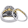 14K Two Tone Gold Diamond Bridal Set Halo Engagement Ring + Wedding Band 2.5 Ct.