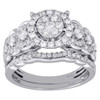 14K White Gold Diamond Bridal Set Flower Engagement Ring + Wedding Band 1 Ct.