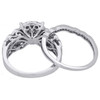 14K White Gold Diamond Bridal Set Flower Engagement Ring + Wedding Band 1 Ct.