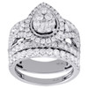 14K White Gold Diamond Bridal Set Teardrop Engagement Ring + Wedding Band 3 Ct.