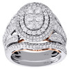 14K Two Tone Gold Diamond Bridal Set Oval Halo Engagement + Wedding Rings 2 Ct.