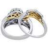 14K Two Tone Gold Diamond Bridal Set Square Engagement + Wedding Rings 1.5 Ct.