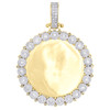 10K Yellow Gold Memory Frame Diamond Medallion Photo Engrave Pendant Charm 1 CT.