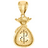 Real 10K Yellow Gold & Cubic Zirconia Money Bag Dollar Sign Pendant Charm 1.30"