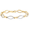 10K Yellow Gold Real Diamond Pointed Oval & X Fancy Link Bracelet 7.5" | 3/4 CT.