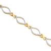 10K Yellow Gold Real Diamond Pointed Oval & X Fancy Link Bracelet 7.5" | 3/4 CT.