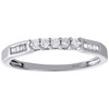 10K White Gold Round & Baguette Diamond Wedding Band 5 Stone Womens Ring 1/6 CT.