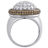 14K White Gold Brown Diamond Domed Cluster Right Hand Cocktail Ring 3.25 Ct.