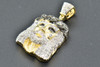 Black Diamond Pendant Tear Drop Mini Jesus Piece Sterling Silver Charm .70 CT