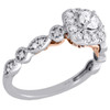 14K Two Tone Gold Round Solitaire Diamond Halo Designer Engagement Ring 0.75 Ct.