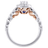 14K Two Tone Gold Round Solitaire Diamond Square Halo Engagement Ring 0.75 Ct.