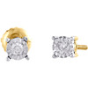 10K Yellow Gold Bezel Set Diamond Mini Round Earrings 4mm Studs 1/10 Ct.