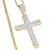 10K Yellow Gold Round Cut Diamond Cross Pendant 2.94" Pave Flat Charm 1.50 Ct.