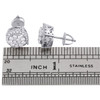 14K White Gold Round Diamond Cluster Studs 10.25mm Screw Back Earrings 1 Ct.