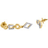 14K Yellow Gold Round Diamond Geometric Teardrop Dangler Ladies Earrings 1/3 Ct.