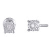 10K White Gold Bezel Fanuk Set Diamond Mini Round Earrings 4mm Studs 1/20 Ct.