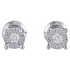 10K White Gold Bezel Fanuk Set Diamond Mini Round Earrings 4mm Studs 1/20 Ct.